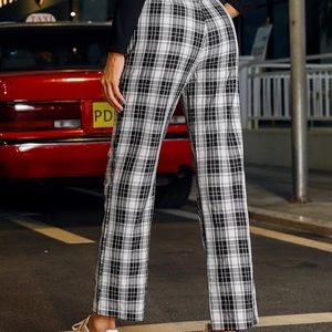 Plaid Print Straight Leg Pants